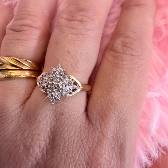 10K Gold Diamond Ring Natural Diamond Ring Promise Ring Gift for Her - Picture 7 of 11